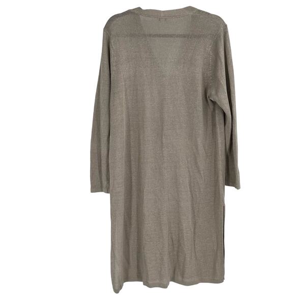 J.Jill Linen Blend Oatmeal Button Long Knit Cardigan Coastal Minimal XL Petite - Picture 2 of 9